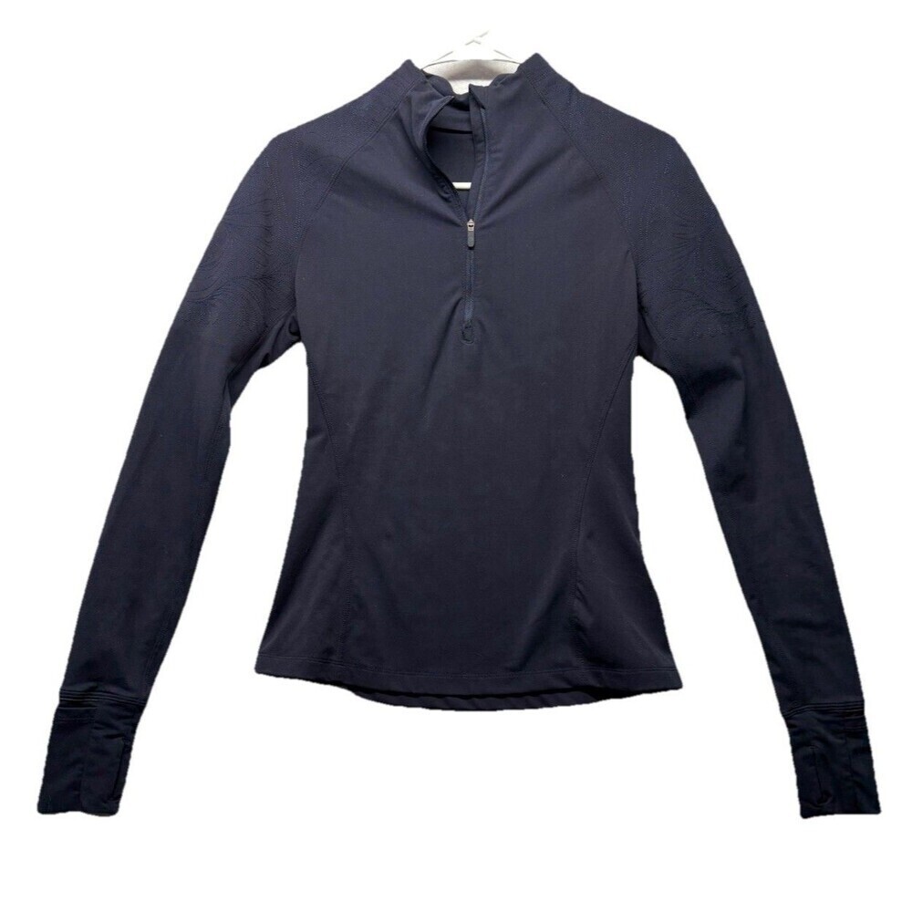 Lululemon Toasty Tech 1/2 Zip Midnight Navy Long Sleeve Top Embroidered Size 4